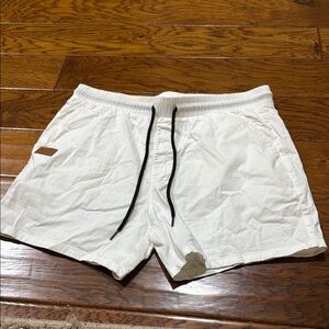 Men's White Flat Front Shorts